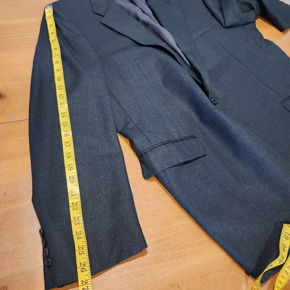 Hickey Freeman Loro Piana Tasmanian Super 130s Wool Jacket 48L Gray Career Event